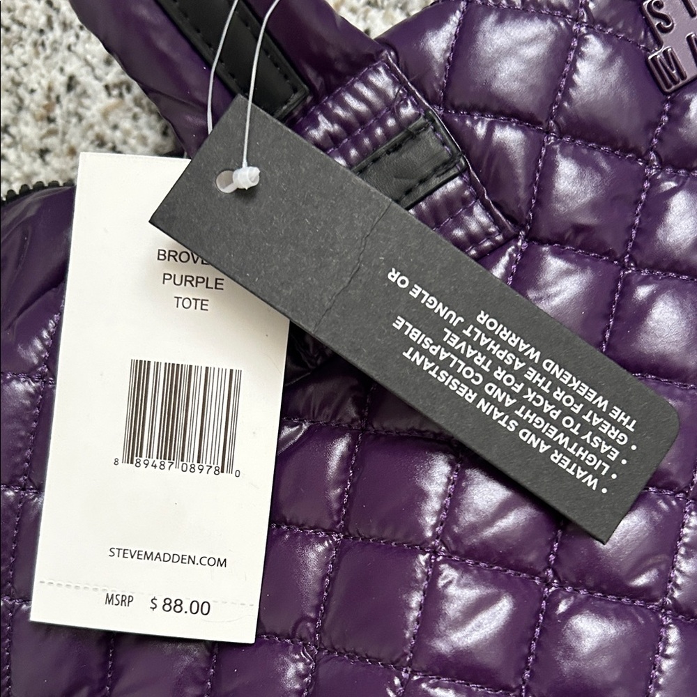 Steve Madden Deep Purple Quilted Tote - Picture 2 of 4